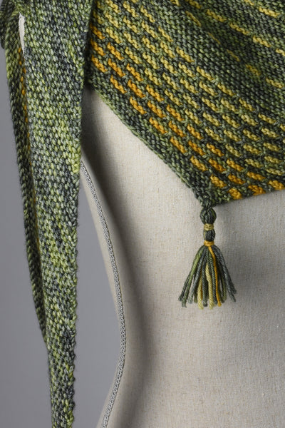 detail shot of triangle shawl on Mannequin