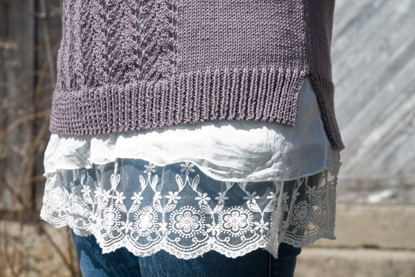 detail shot of ribbing on Lace Pullover