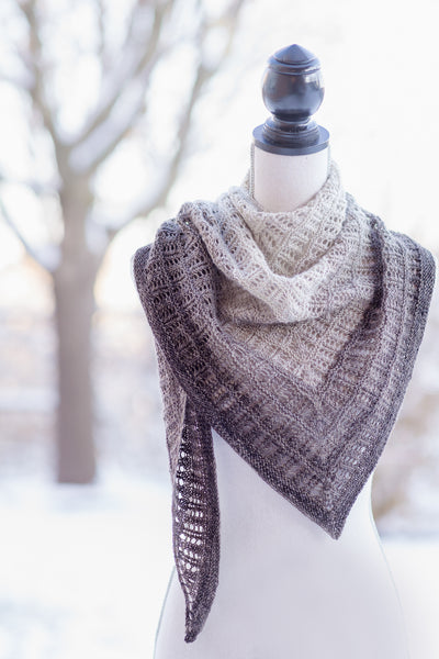 lace shawl in greyscale