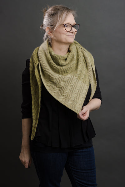 HandKnit Garter-Cables-Shawl
