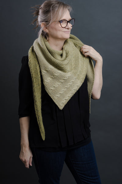 handknit sideways triangle shawl