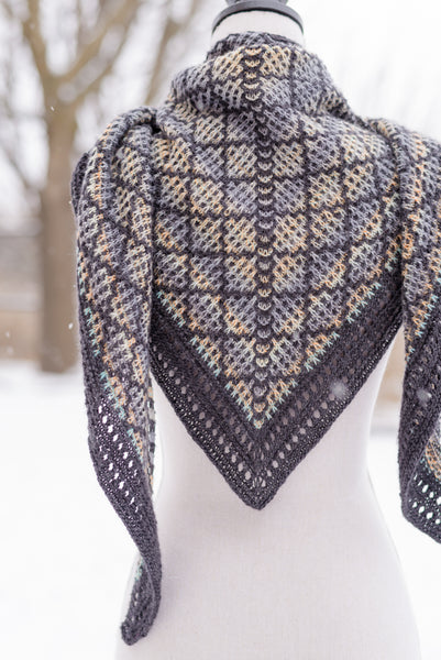 Hand-Knit-Shawl-on- dressform