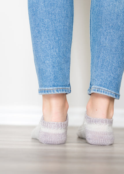 back view of hand knit ankle sock