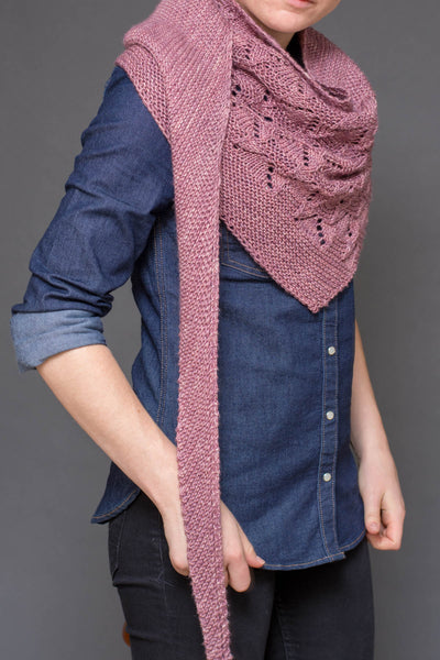 Sideways triangle lace shawl