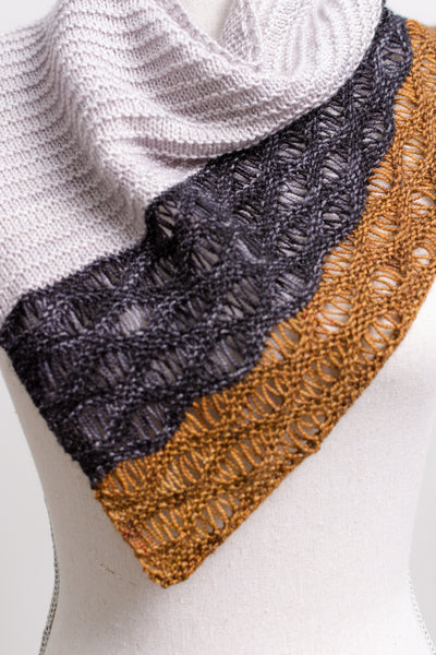 Handknit Cowl in hand dyed yarn