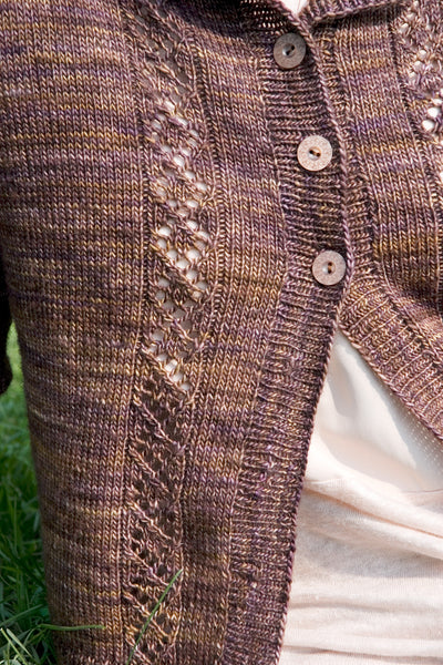 details on a hand knit sweater from pattern