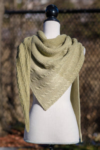 Handknit  Sideways Triangle Shawl from a knitting pattern