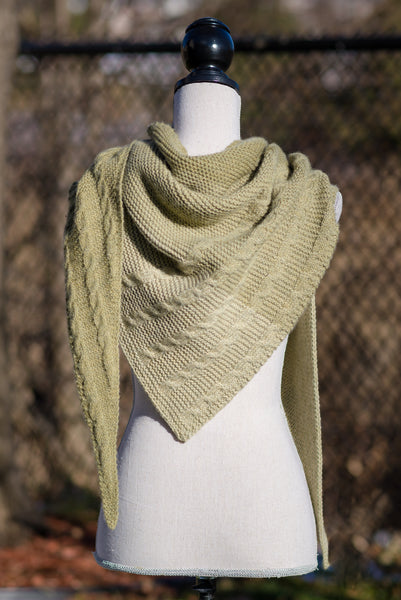 Handknit  Sideways Triangle Shawl from a knitting pattern