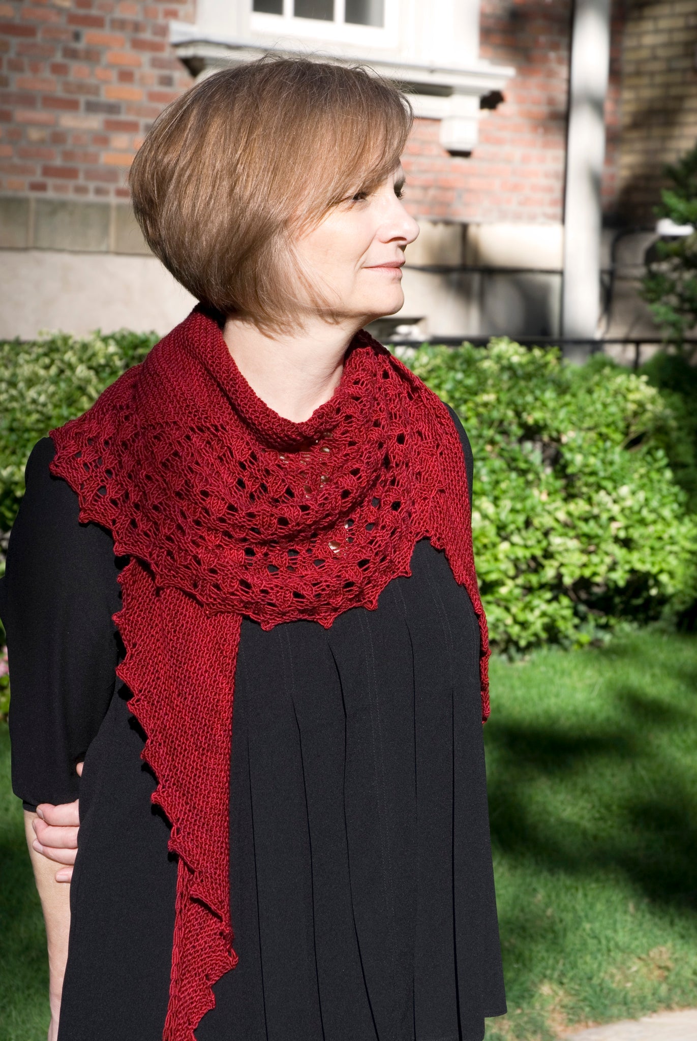 Crescent knit shawl