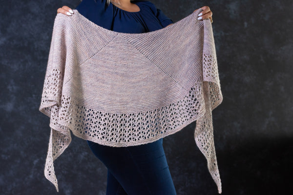 Handknit crescent shawl